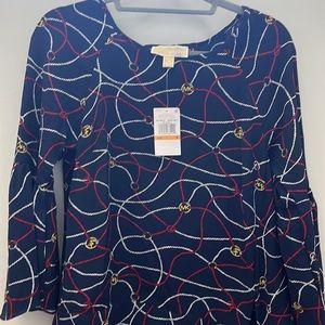 Michael Kors Logo Blouse - Midnight Blue - Size Small